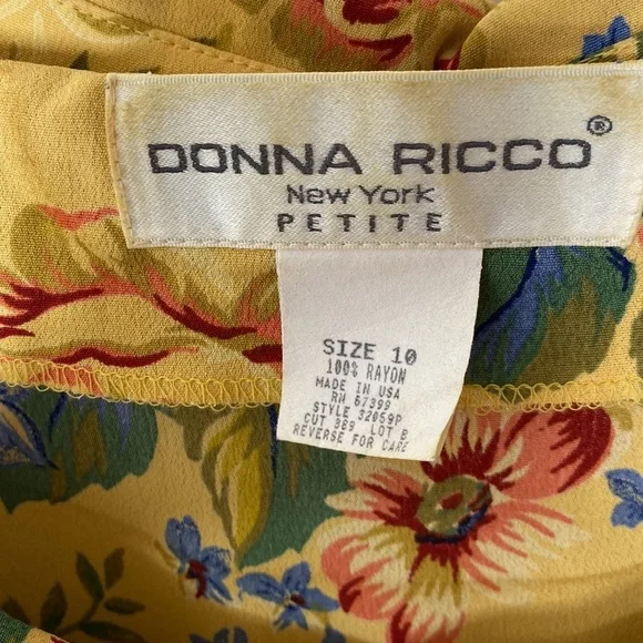 Vintage Y2K Donna Ricci Floral Midi Dress With Bow Tie Back & Pleated Skirt M - Picture 8 of 14